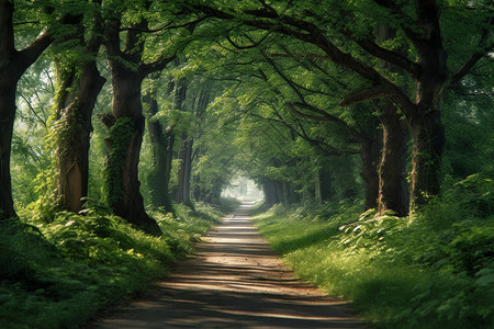 绿影森林小路田园风光背景