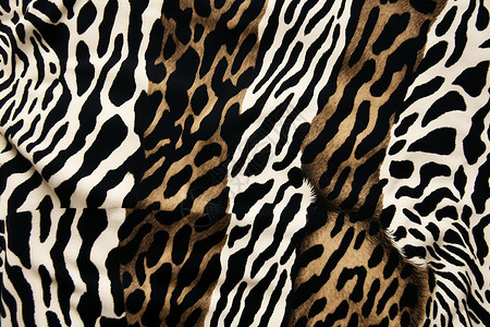 斑马和豹纹结合的布料设计图片