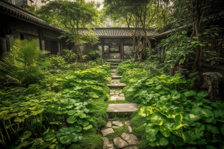 多种中药花园里种植多种中草药背景