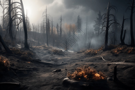 燃烧的森林火灾图片