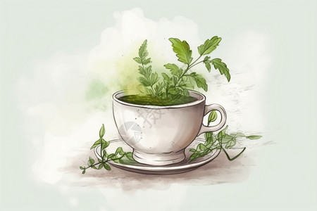 一杯草药凉茶图片