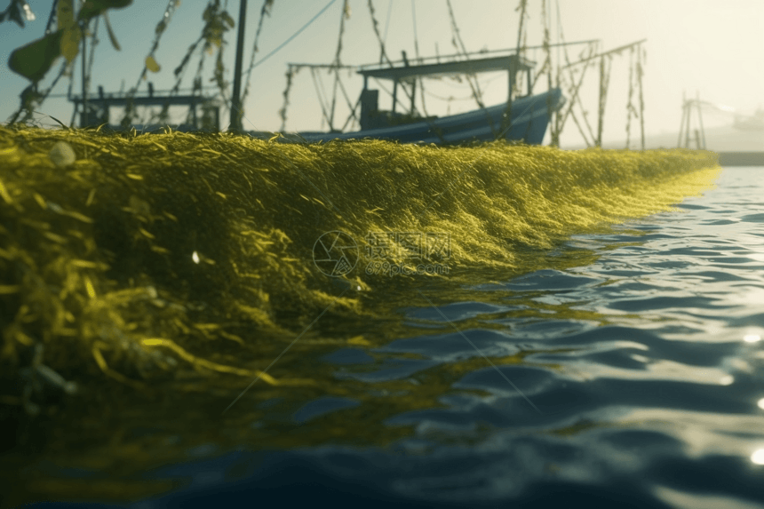 海藻悬挂在水中图片