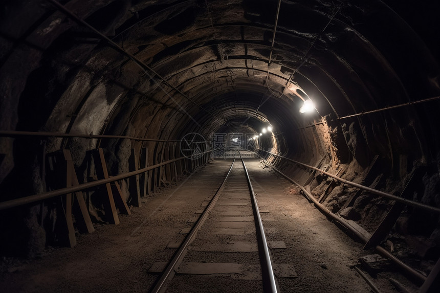 地下黑煤矿的地下隧道图图片