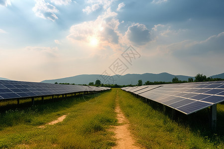 农场太阳能电池板发电图图片