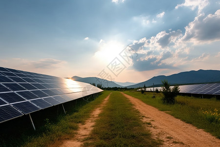 农场太阳能电池板发电图片图片