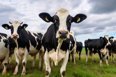 手机中的奶牛牧场中的荷斯坦奶牛图片背景