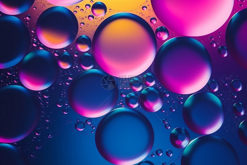 五颜六色的油气泡背景图片
