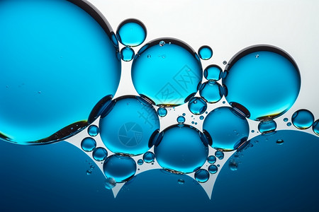 抽象蓝色液体泡沫背景图片