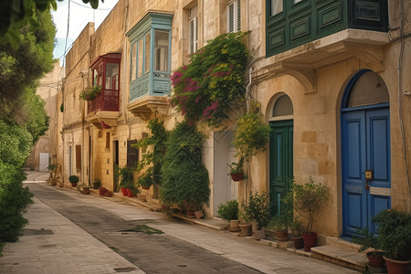 典型迈阿密村庄典型的古雅街道背景