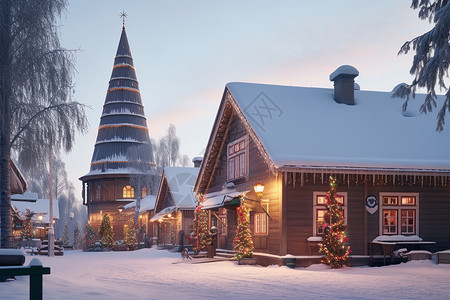 圣诞节乡村房屋装饰图片