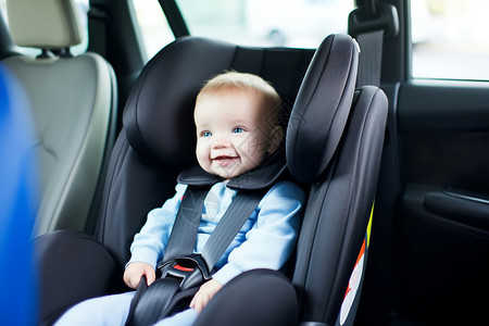 车内宝宝婴儿在车内儿童座椅上背景
