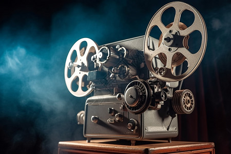 一台放映机老式电影放映机的静物特写背景