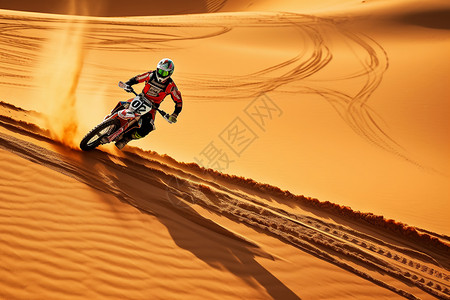 沙漠中的摩托越野赛背景图片
