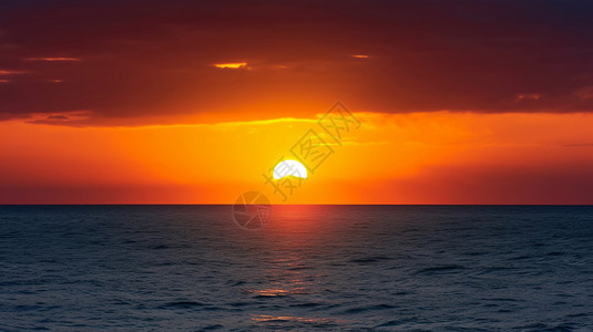 炫丽风景令人炫目的海上日出背景