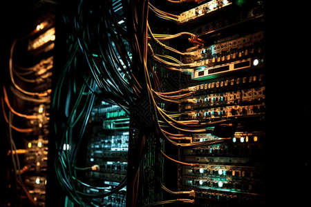 大型网络服务器电缆高清图片素材