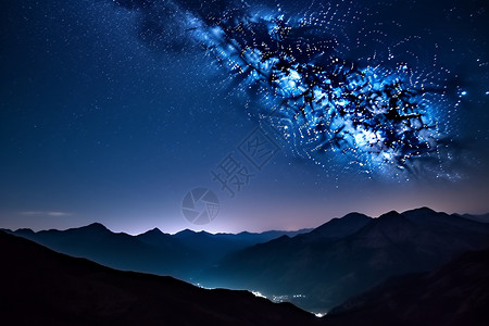 夜夏山顶星空景色设计图片