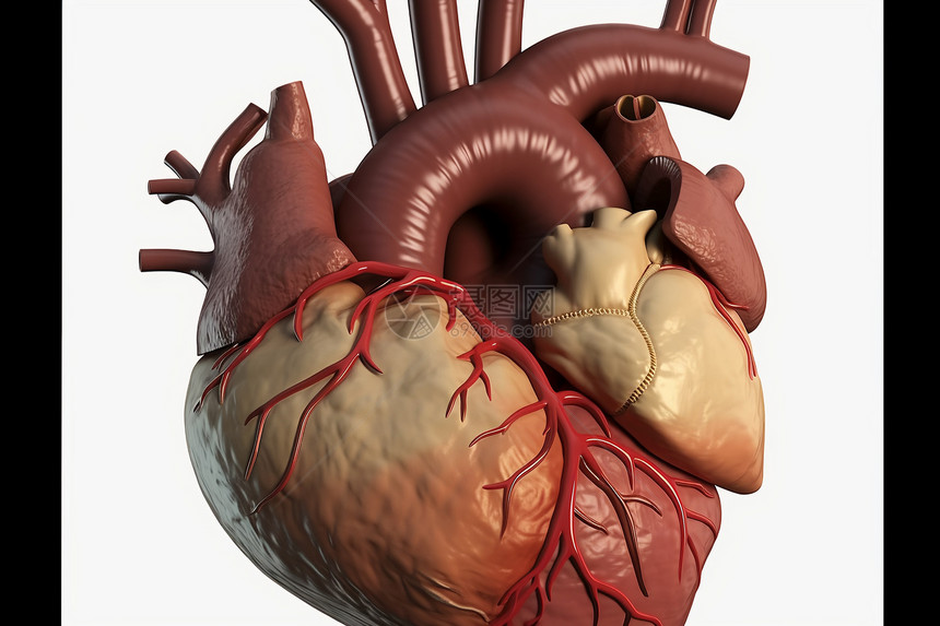 人体心脏解剖学3D概念图图片