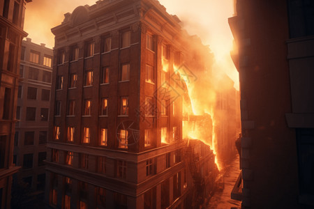 大火燃烧的建筑背景图片