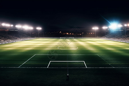 灯光草地夜晚的足球场设计图片