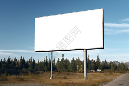 路边广告牌郊外的白色广告牌设计图片