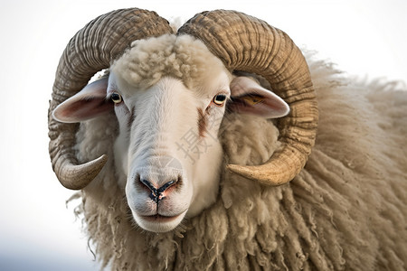 绵羊的正面肖像背景图片