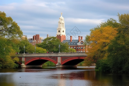 波士顿哈佛大学校园背景