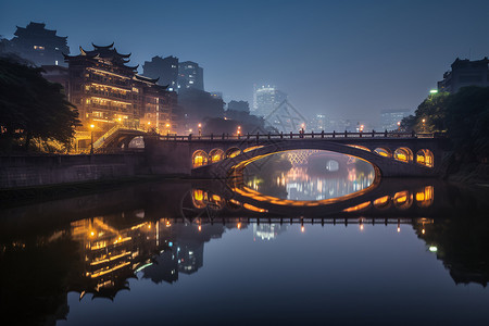 夜间大桥图背景图片