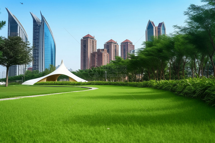 城市里的绿地草坪图片