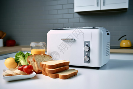 白色电动面包机图图片