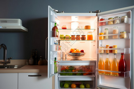 冰箱食材双开门冰箱的内部储藏背景