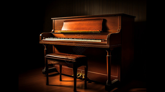 温馨暖光下的钢琴背景图片