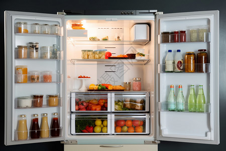 冰箱食材双开门冰箱的内部储藏图片背景