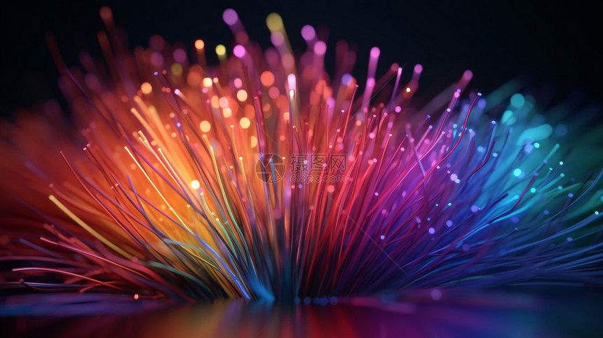 网络设备光纤束3D概念图图片
