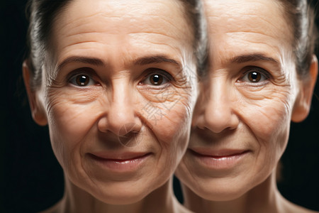 眼睛老化外国女子皮肤皱纹特写肖像概念图背景