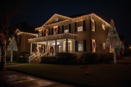 充满圣诞气息的房子背景图片