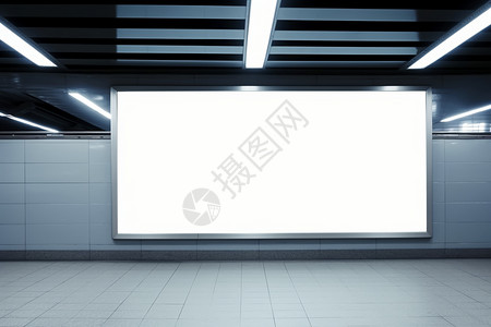 大屏UI通道墙上的空白广告牌背景