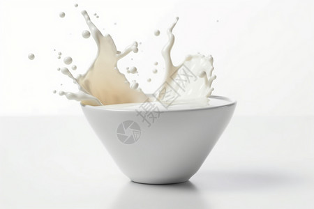 碗中牛奶飞溅的景象背景图片