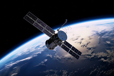 通信空间卫星环绕地球背景图片