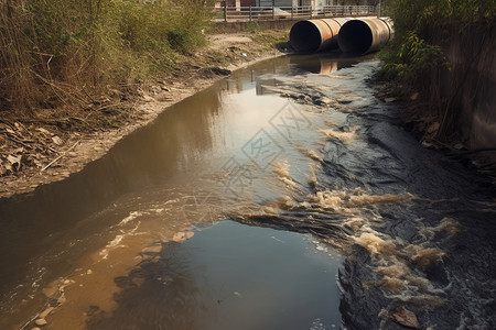 河道垃圾肮脏的污水河背景