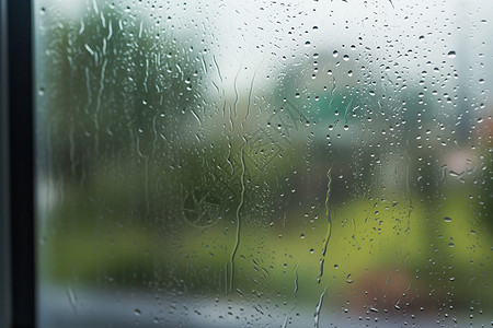 窗外雨夏天窗玻璃上的雨滴背景图片