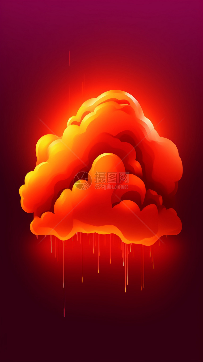 红色背景图云朵和雨图片
