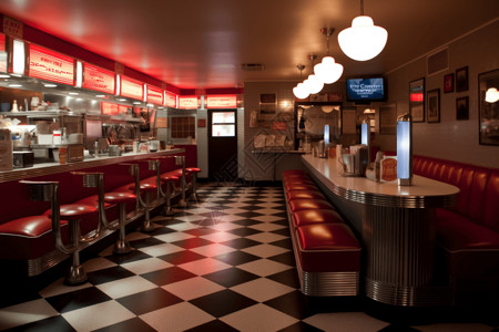 红色皮革沙发的音乐餐厅背景图片