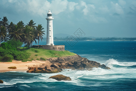 海岸边的灯塔背景图片