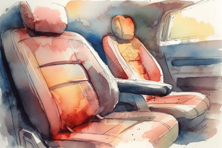 皮革座椅舒适的汽车座椅插画
