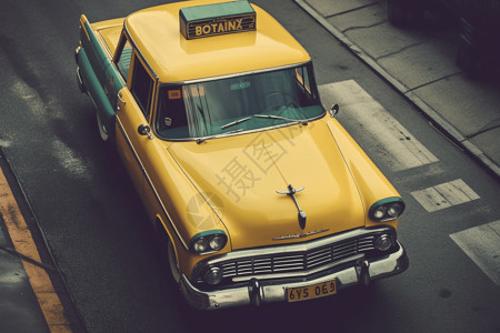 复古黄色的出租车图片