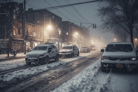 冰雪公园汽车被困在雪地上设计图片