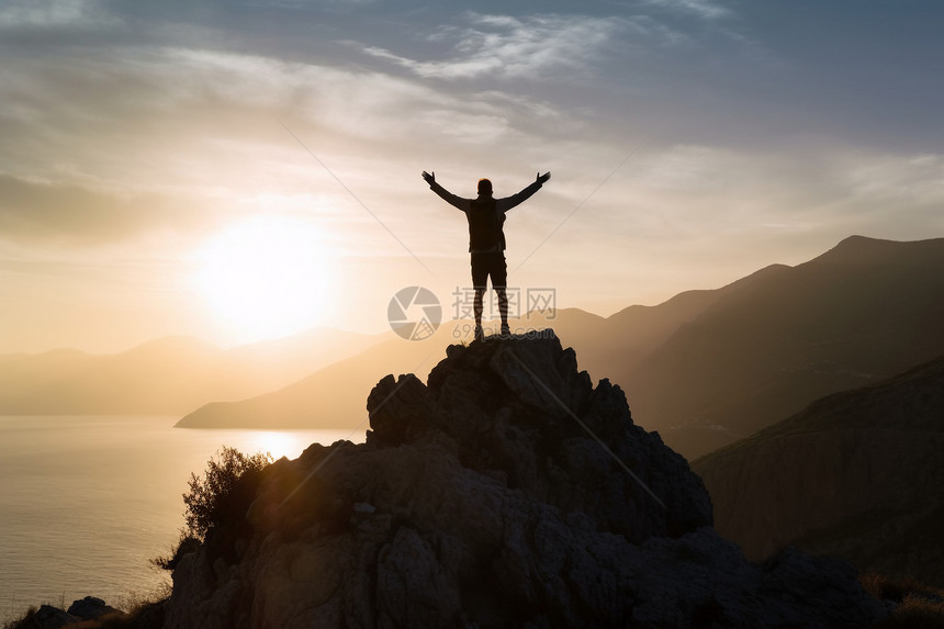 山顶旅行的男子图片