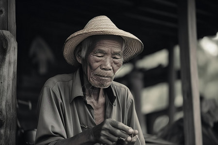 在农村生活的老人图片素材