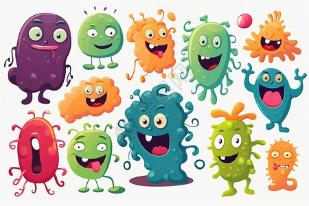 邪恶的病毒和微生物插画高清图片