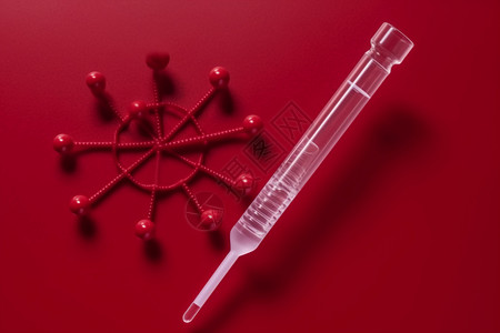 红色注射器冠状病毒概念医疗注射器设计图片